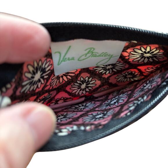 Vera Bradley keychain ID wallet pink floral fabric zipper case slim preppy - Picture 5 of 6